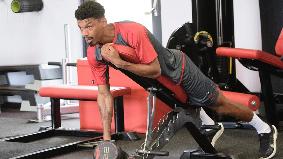 Reeco Hackett in pre-season training.