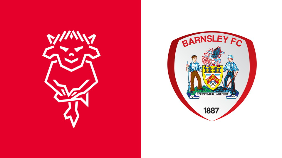 A graphic featuring the Lincoln City and Barnsley FC logos