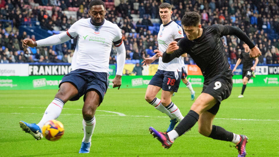 Bailey Cadamarteri has a shot blocked