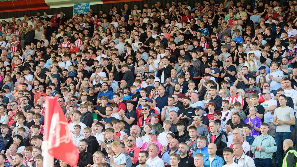 Fans in the GBM Stand of the LNER Stadium