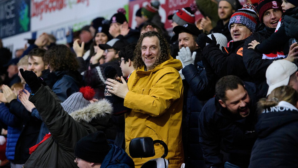 Fans in the Rilmac Stand at the LNER Stadium