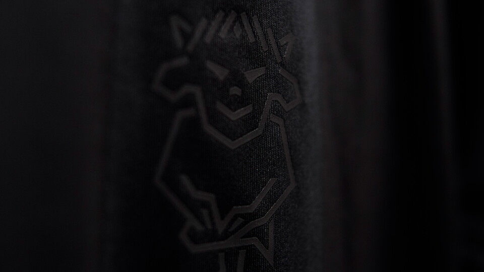 A close up of the Lincoln CIty logo on a black shirt