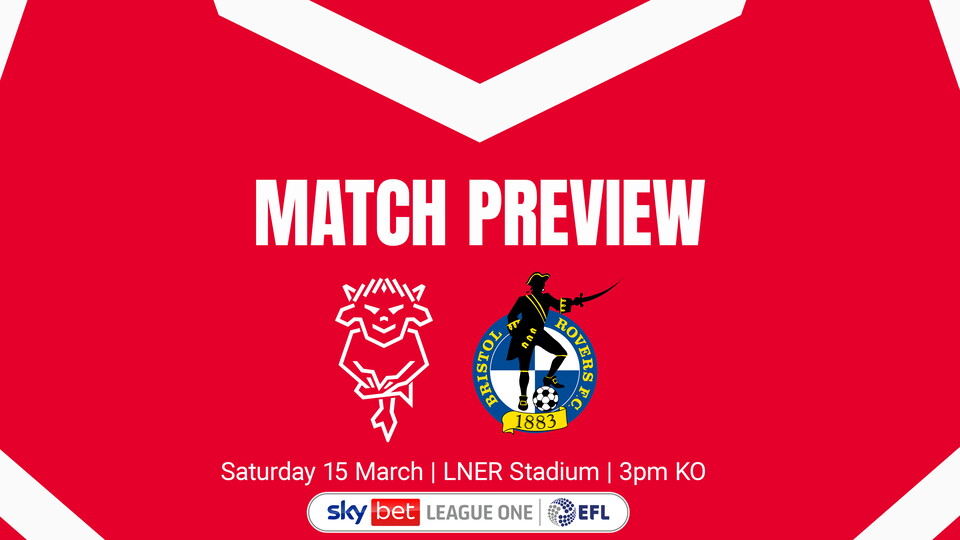 A match preview graphic for Lincoln City v Bristol Rovers 