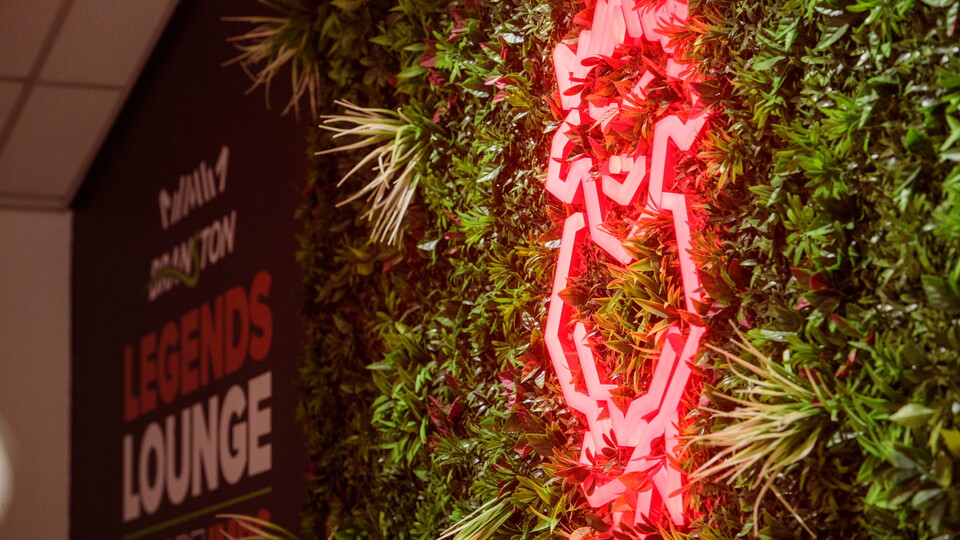 An image of an LED Lincoln City crest inside the Branston Legends Lounge.