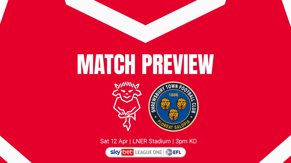 A graphic featuring the Lincoln City and Shrewsbury Town logos.