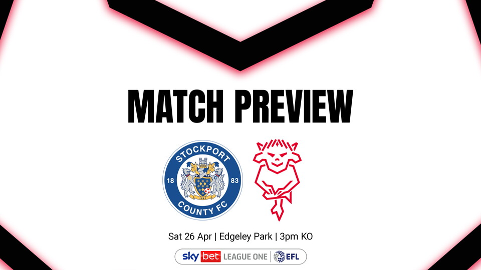 A graphic featuring the Lincoln City and Stockport County logos.