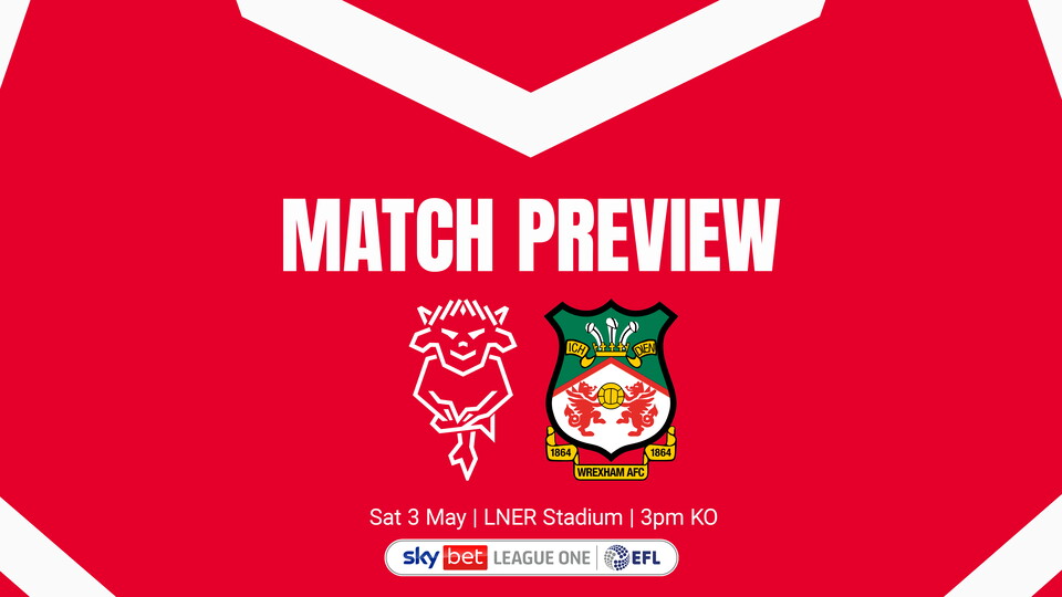 A graphic featuring the Lincoln City and Wrexham logos.