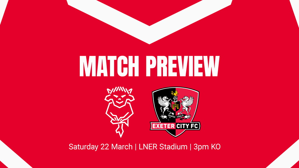 A match preview graphic for Lincoln City v Exeter City