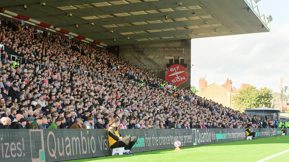 Fans in the GBM Stand of the LNER Stadium