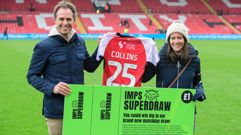 Lincoln City’s Imps Superdraw winners following the EFL Sky Bet League One match between Lincoln City and Bolton Wanderers at LNER Stadium, Lincoln.