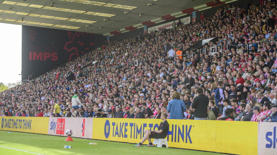 Lincoln City fans in the GBM Stand