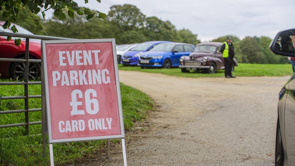 A sign which reads "event parking £6"