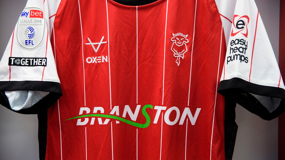 Lincoln City shirt in the changing room prior to the EFL Sky Bet League One match between Lincoln City and Bolton Wanderers at LNER Stadium, Lincoln.