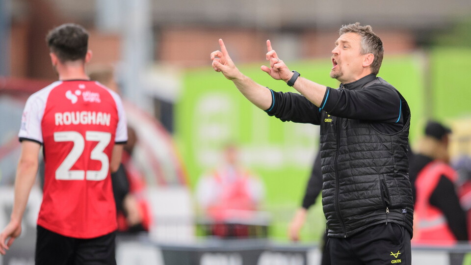 Michael Skubala, head coach of Lincoln City during the EFL Sky Bet League One match between Lincoln City and Wrexham at LNER Stadium, Lincoln.