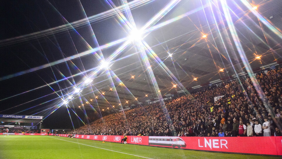 A packed GBM Stand with LNER branding on the LED in front of it.