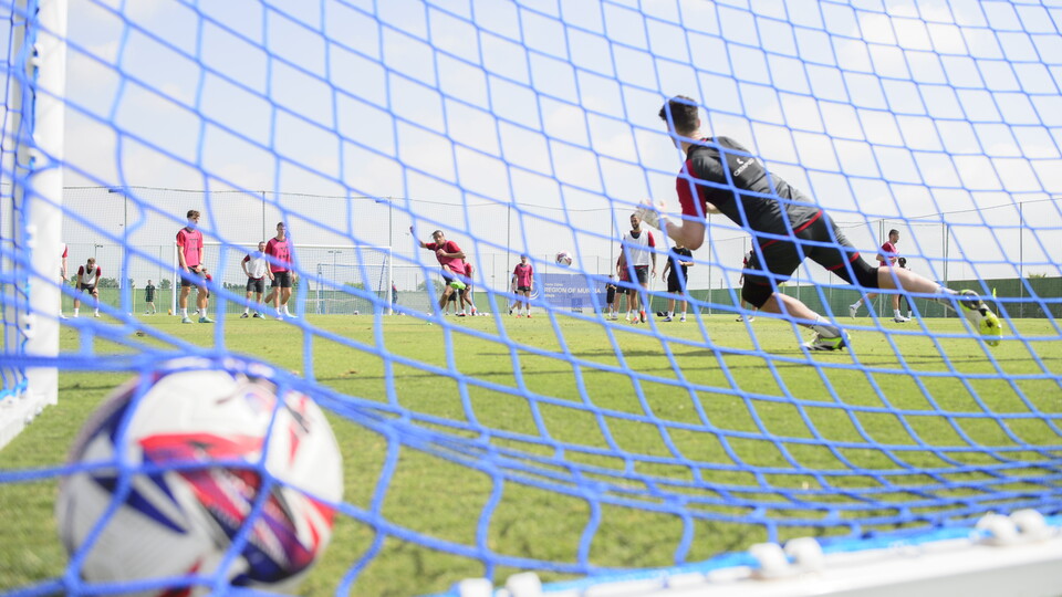 Lincoln City players take part in a training session