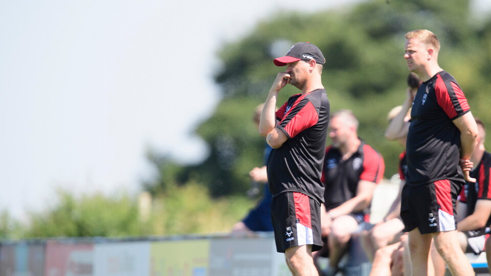 Michael Skubala, head coach of Lincoln City during the pre-season friendly match between Lincoln City and Huddersfield Town at Elite Performance Centre, Scampton.