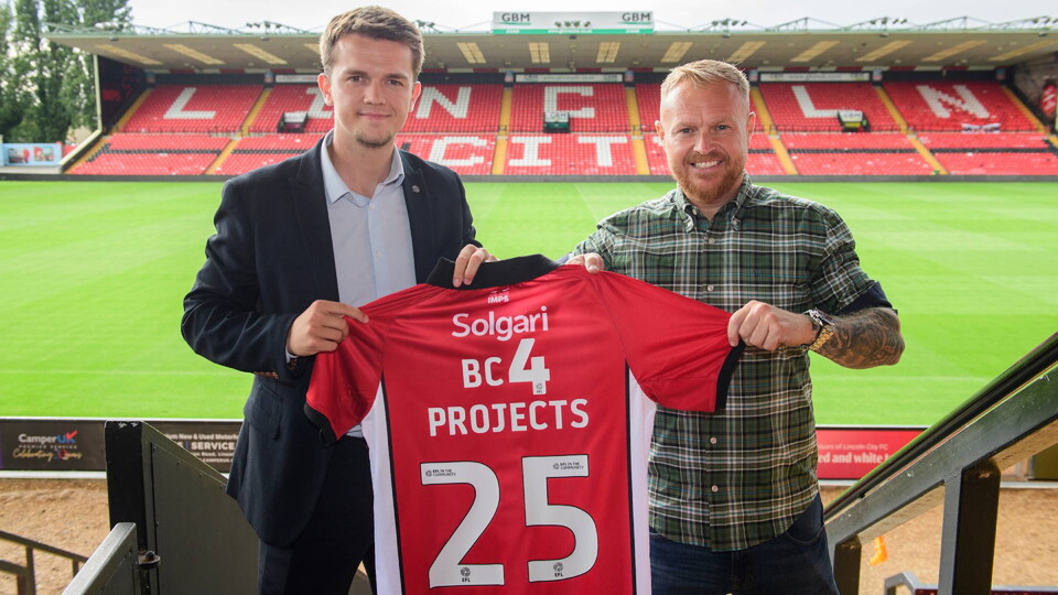 Lincoln City commercial partnership - Bobby Copping, head of commercial of Lincoln City with BC4 Projects at LNER Stadium, Lincoln.