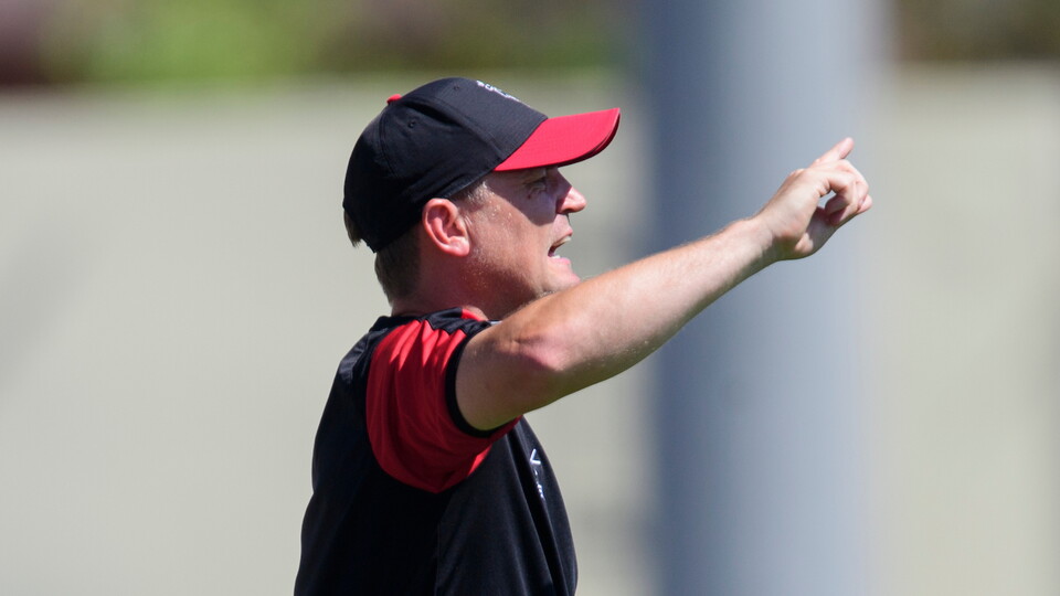 Michael Skubala, head coach of Lincoln City during the pre-season friendly match between Lincoln City and Bromley at Estadio Da Nora, Albufeira.