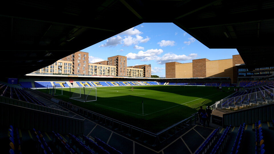 A general ground view of Plough Lane, home of AFC Wimbledon.
