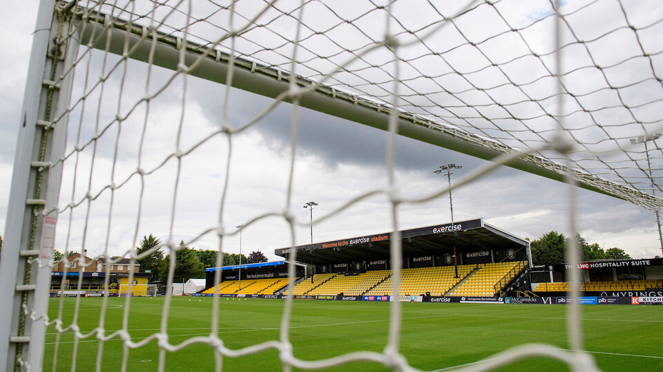 A general view of The Exercise Stadium, home of Harrogate Town prior to the pre-season friendly match between Harrogate Town and Lincoln City at The Exercise Stadium, Harrogate.