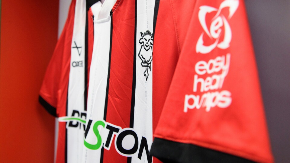A Lincoln City first shirt in the changing room prior to the EFL Sky Bet League One match between Lincoln City and Mansfield Town at LNER Stadium, Lincoln.