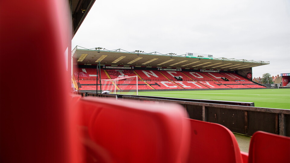 A general view of LNER Stadium, home of Lincoln City, showing the GBM Stand prior to the EFL Sky Bet League One match between Lincoln City and Plymouth Argyle at LNER Stadium, Lincoln.