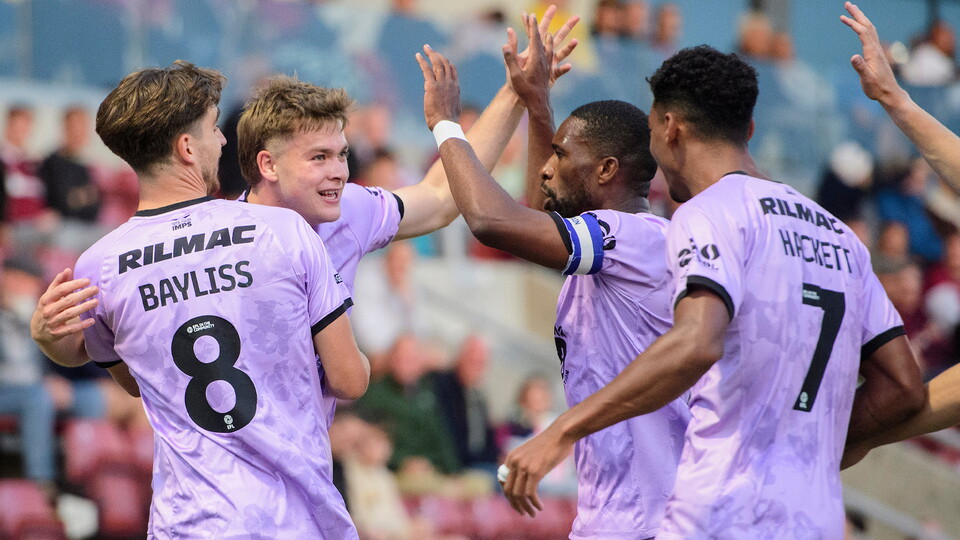 City celebrate Freddie Draper's goal at Northampton Town