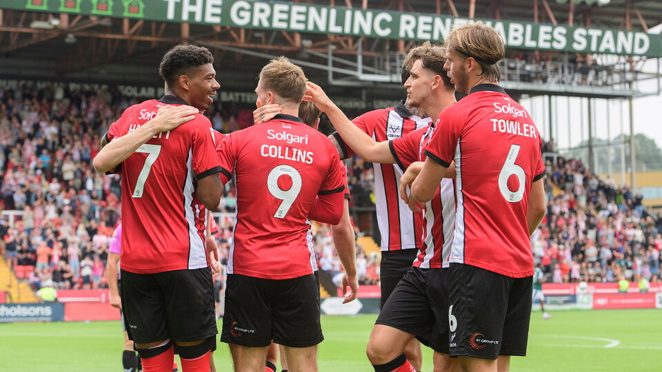 City celebrate during the win over Plymouth Argyle