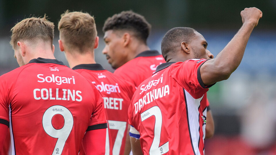 Tendayi Darikwa celebrates during City's home win over Plymouth Argyle