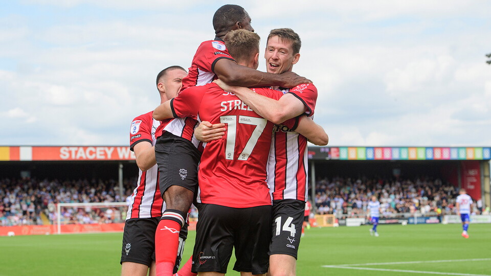 City celebrate a goal in the 2-0 home win over Reading