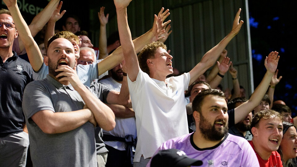 Fans supporting their side in the away game at Harrogate Town