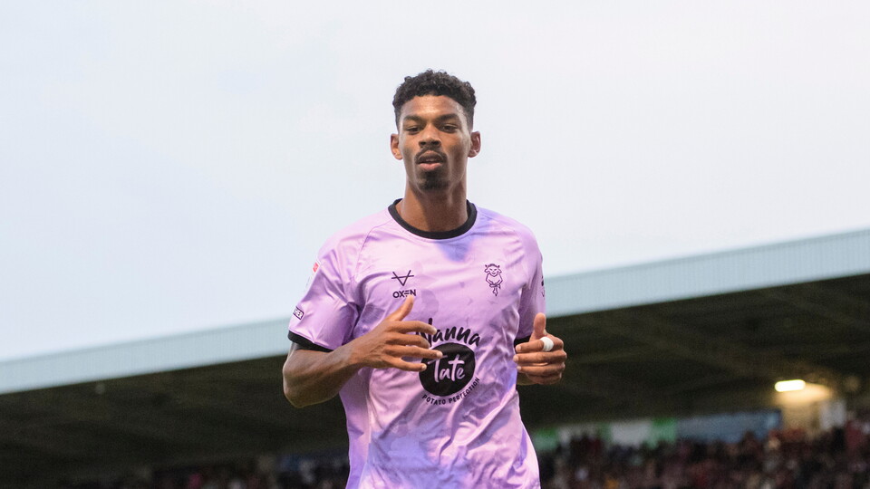 Reeco Hackett of Lincoln City during the EFL Sky Bet League One match between Northampton Town and Lincoln City at Sixfields Stadium, Northampton.