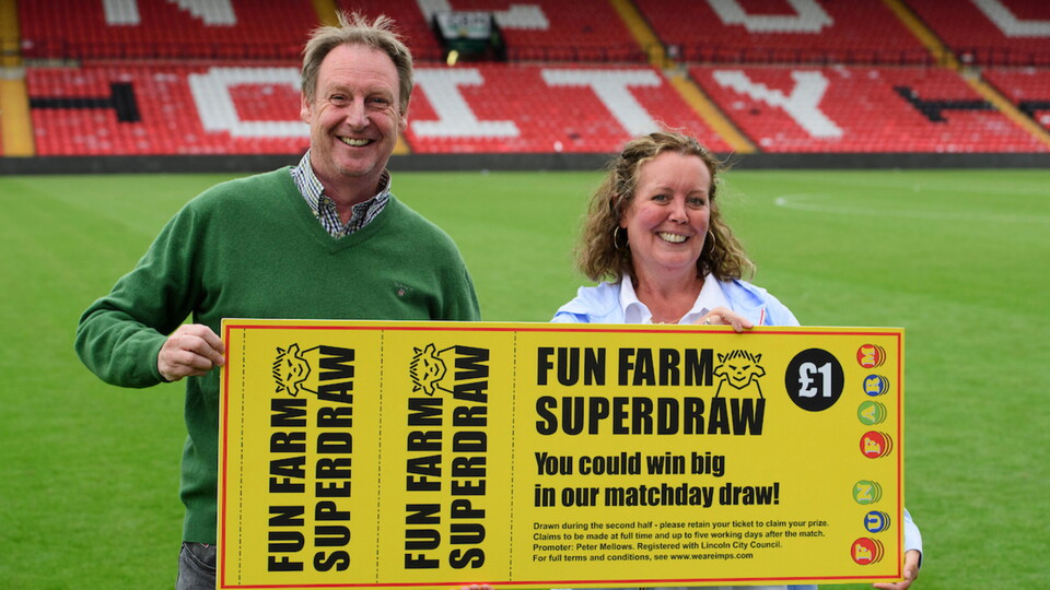 Representation of Lincoln City commercial partners Fun Farm following the EFL Sky Bet League One match between Lincoln City and Plymouth at LNER Stadium, Lincoln.
