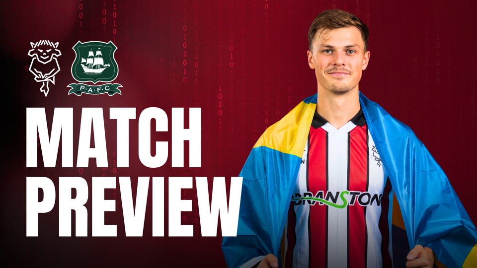 Match preview graphic for Imps vs Plymouth featuring Erik Ring
