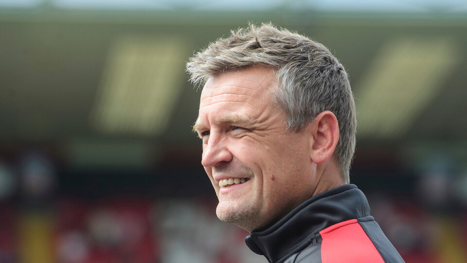 Michael Skubala, head coach of Lincoln City prior to the EFL Sky Bet League One match between Lincoln City and Reading at LNER Stadium, Lincoln.