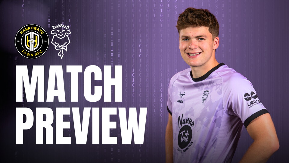 Match preview graphic for Harrogate Town vs Imps featuring Freddie Draper