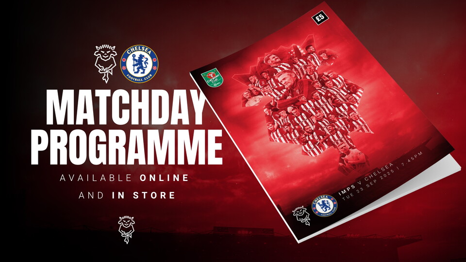A copy of the matchday programme cover for Lincoln City v Chelsea