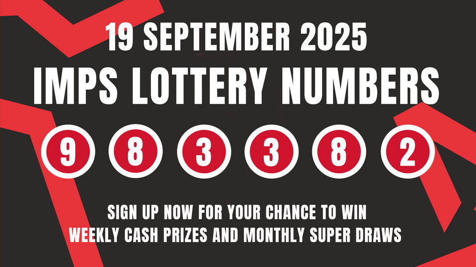An Imps Lottery numbers graphic for 19 September 2025. 