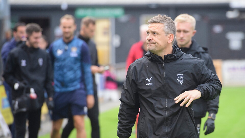 Michael Skubala, head coach of Lincoln City during the Vertu Trophy Northern Section group D match between Lincoln City and Notts County at LNER Stadium, Lincoln.