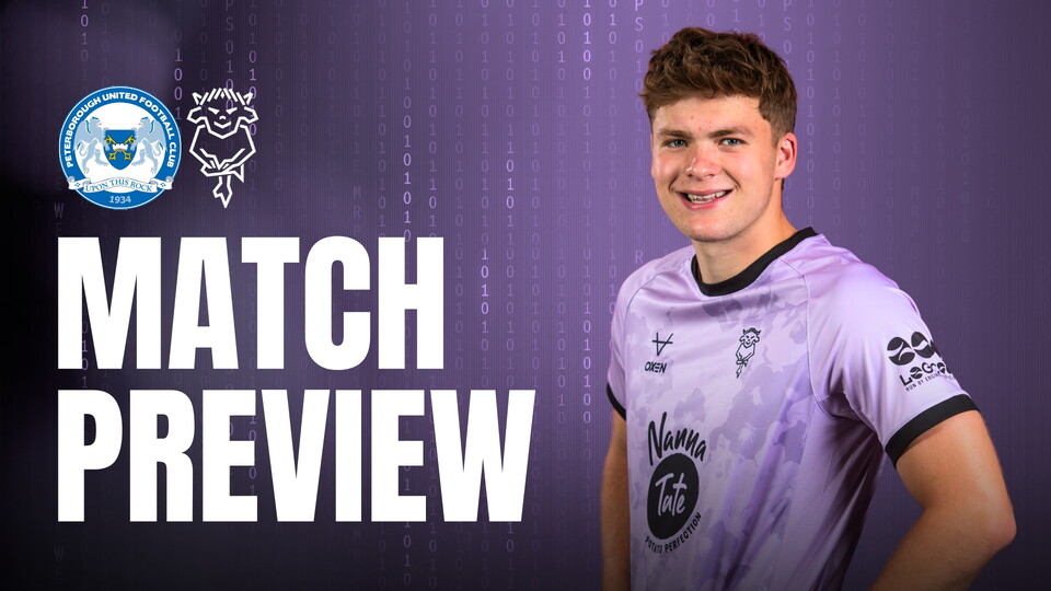 A match preview graphic for Peterborough United v Lincoln City on Saturday 26 September, 3pm KO.