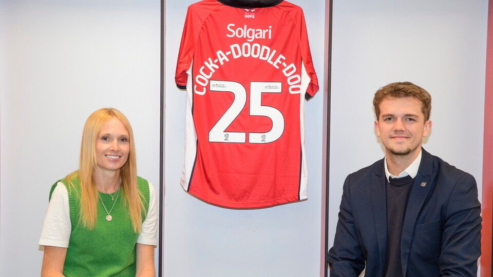 Lincoln City commercial partnership | Bobby Copping, head of commercial of Lincoln City with Cock-A-Doodle-Doo