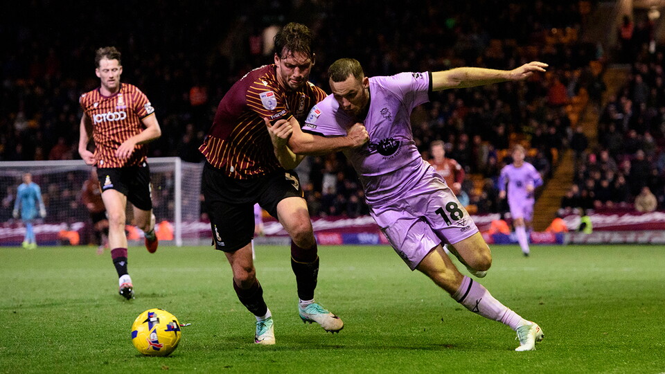 A match action image from the Imps’ away game at Bradford City