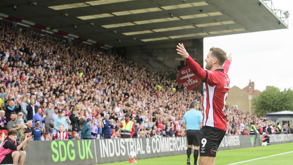 James Collins celebrates a goal