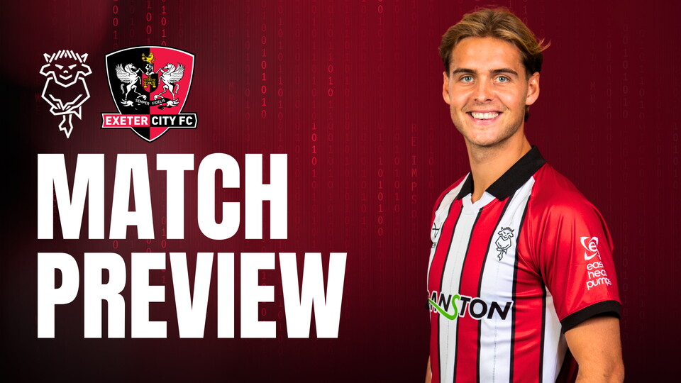 Ryley Towler match preview graphic for Imps vs Exeter City