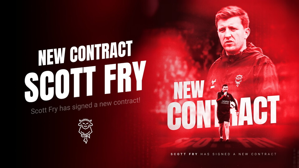 A graphic with an image of Scott Fry