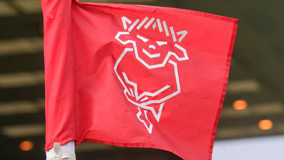 A Lincoln City flag at the LNER Stadium