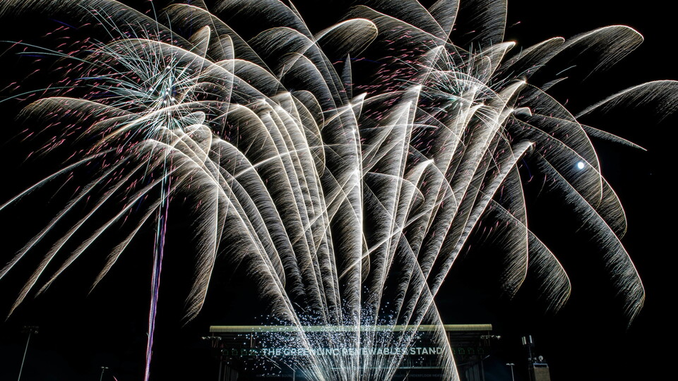 Lincoln City’s 2025 fireworks display, with ProAmpac, at LNER Stadium, Lincoln.