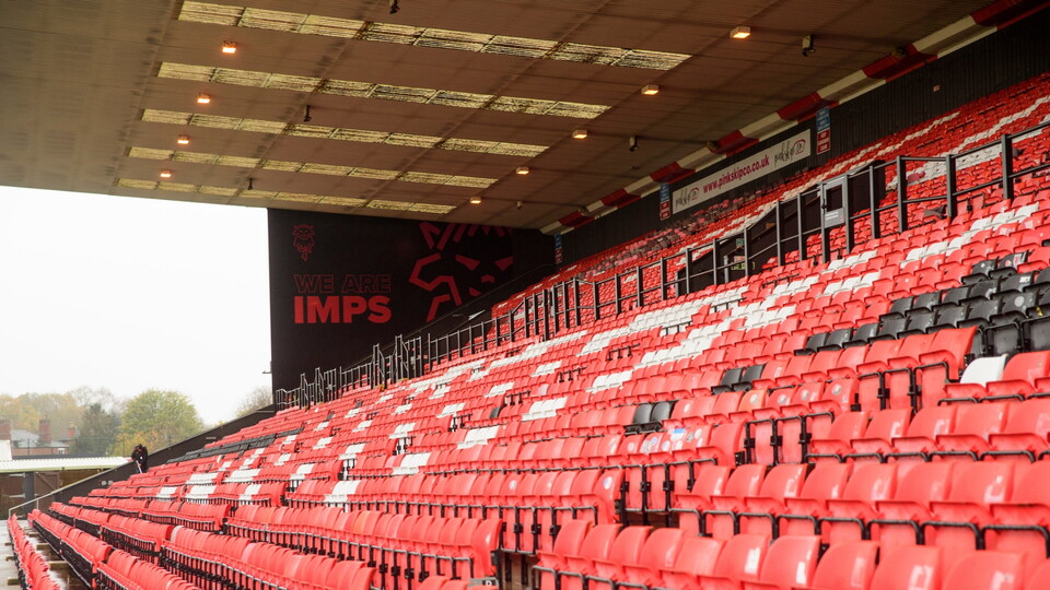 A general view of LNER Stadium, home of Lincoln City, showing the GBM Stand prior to the EFL Sky Bet League One match between Lincoln City and Doncaster Rovers at LNER Stadium, Lincoln.