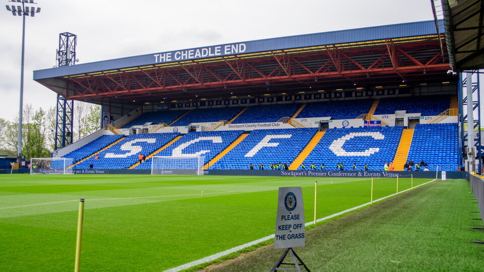 A general view of Edgeley Park, home of Stockport County prior to the EFL Sky Bet League One match between Stockport County and Lincoln City at Edgeley Park, Stockport.